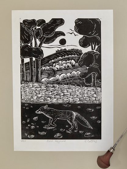 Bold Reynard fox Lino print - Image 3