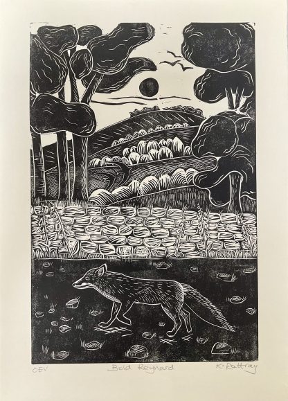 Bold Reynard fox Lino print - Image 2