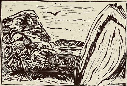 The way between the rocks Lino print