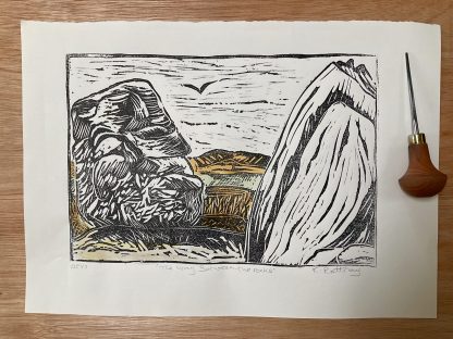 The way between the rocks Lino print - Image 3