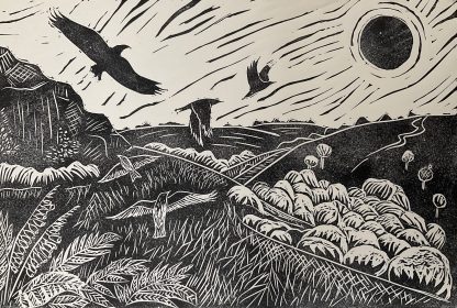 One summer morning Lino print