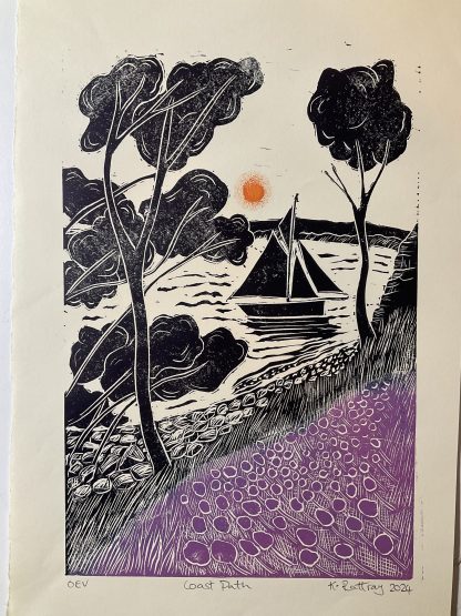 Cornish coast path Lino cut print - Image 3