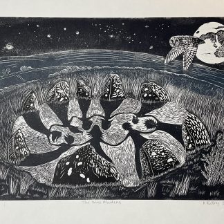 The Nine Maidens lino print