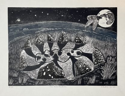 The Nine Maidens lino print