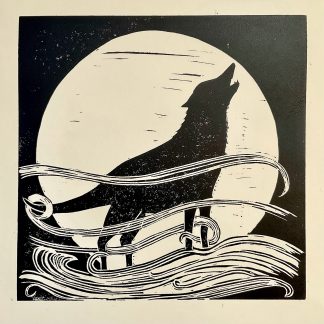 Wolf Moon Lino print