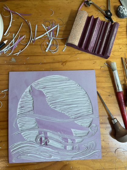 Wolf Moon Lino print - Image 2