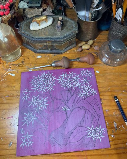 Wild garlic Lino cut print - Image 5