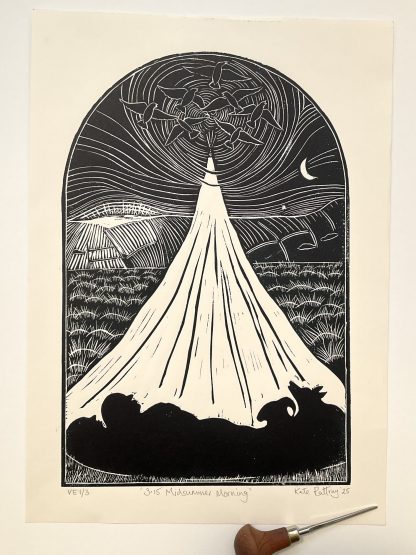 Midsummer wild camp lino print - Image 3