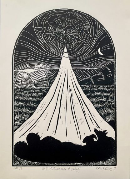Midsummer wild camp lino print - Image 4