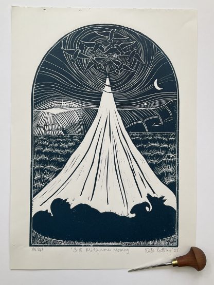 Midsummer wild camp lino print - Image 5