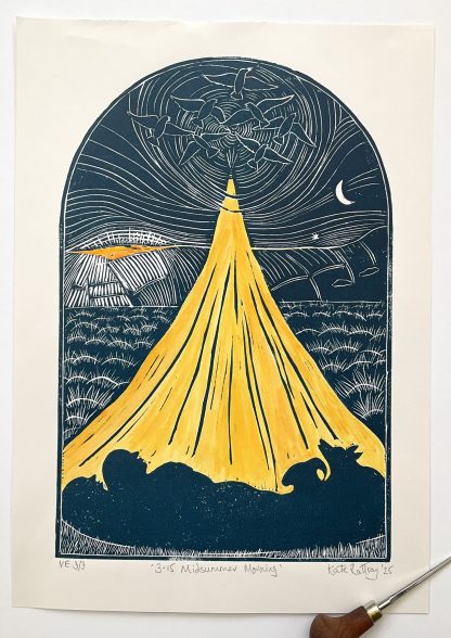 Midsummer wild camp lino print - Image 7