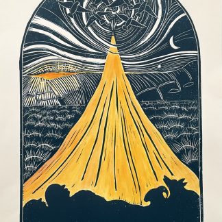 Midsummer wild camp lino print
