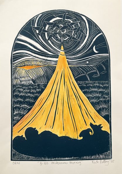 Midsummer wild camp lino print