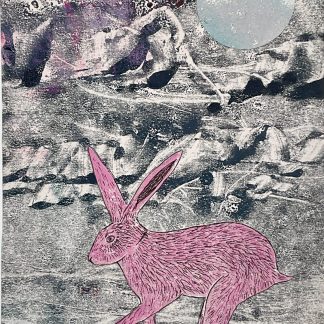 Pink Hare at Full Moon collage