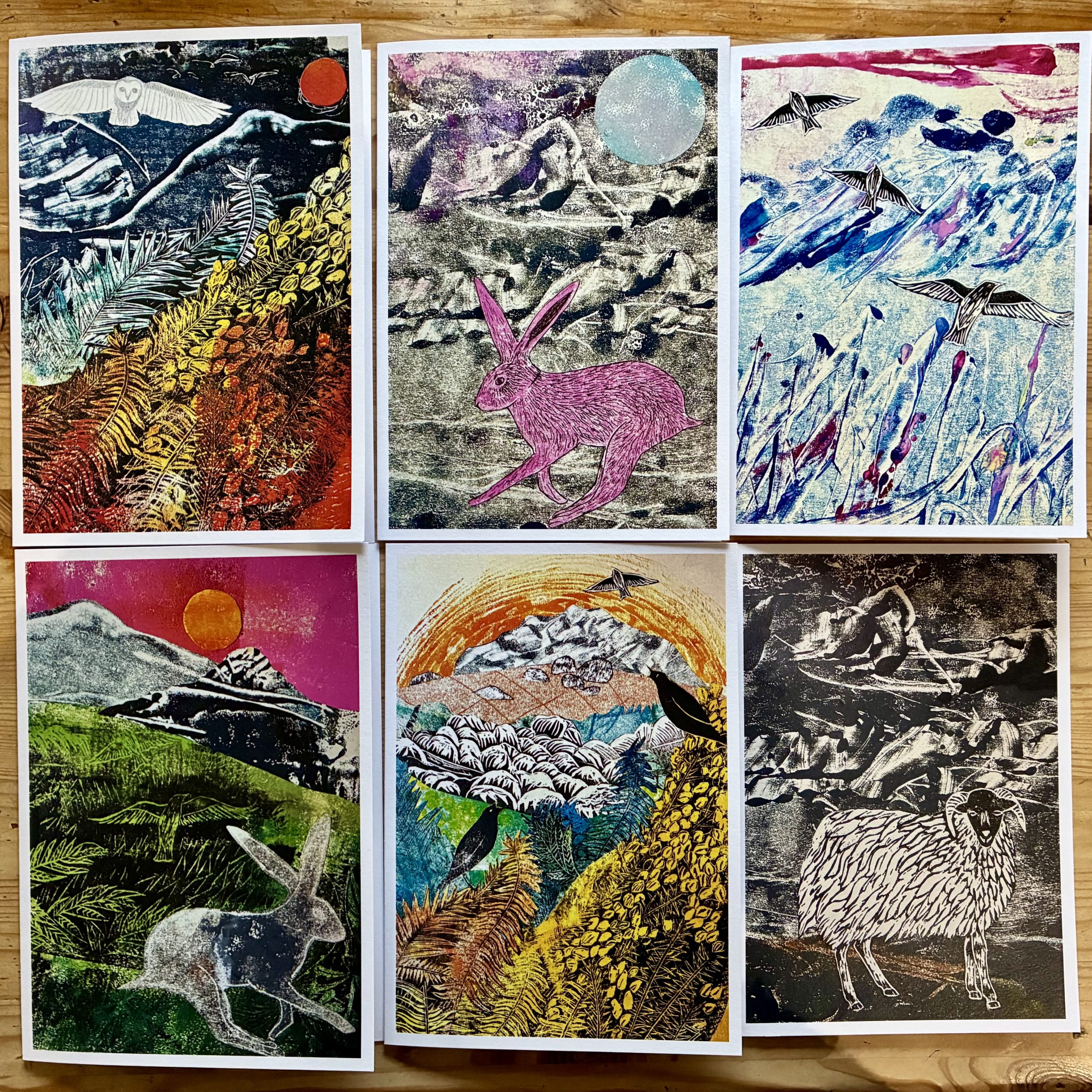 Set of greeting cards from collages