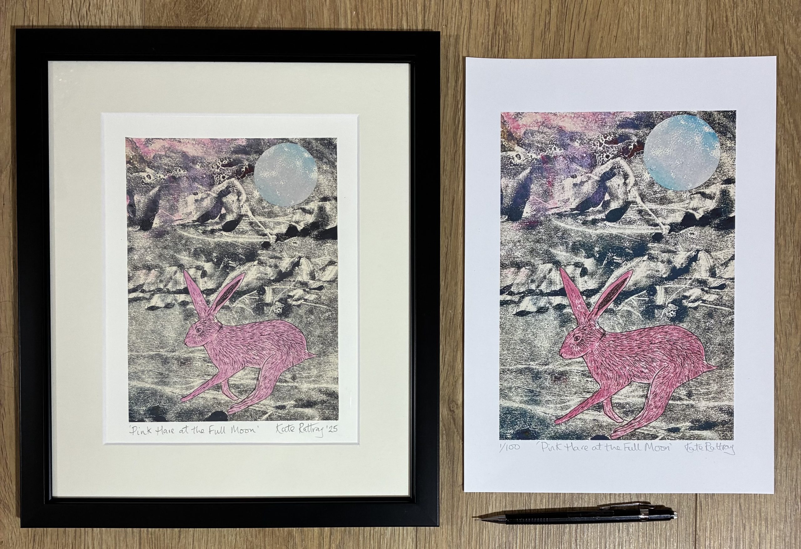 Pink Hare at Full Moon collage - Image 2