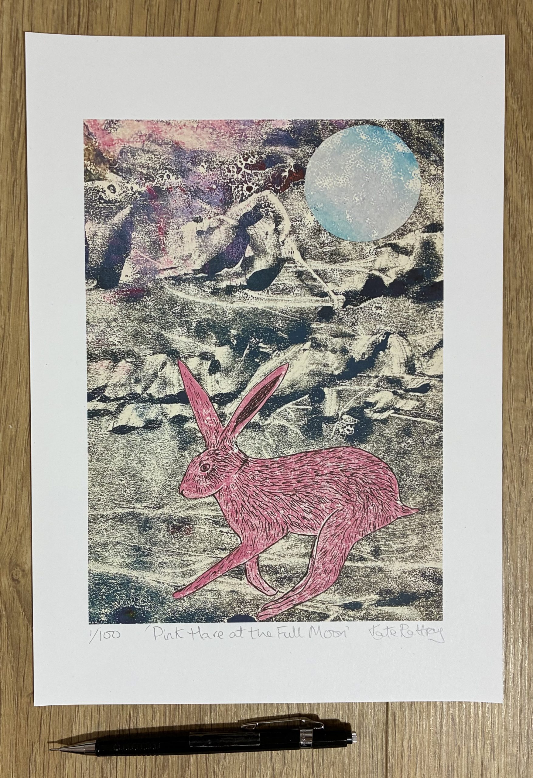 Pink Hare at Full Moon collage - Image 3