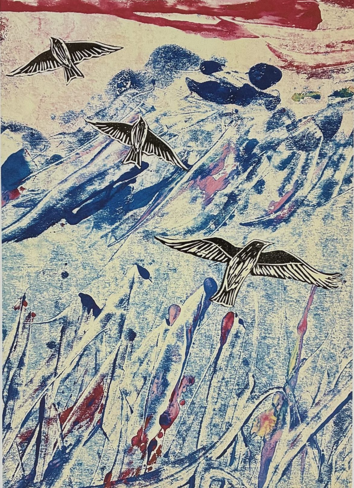 Larks collage inkjet print