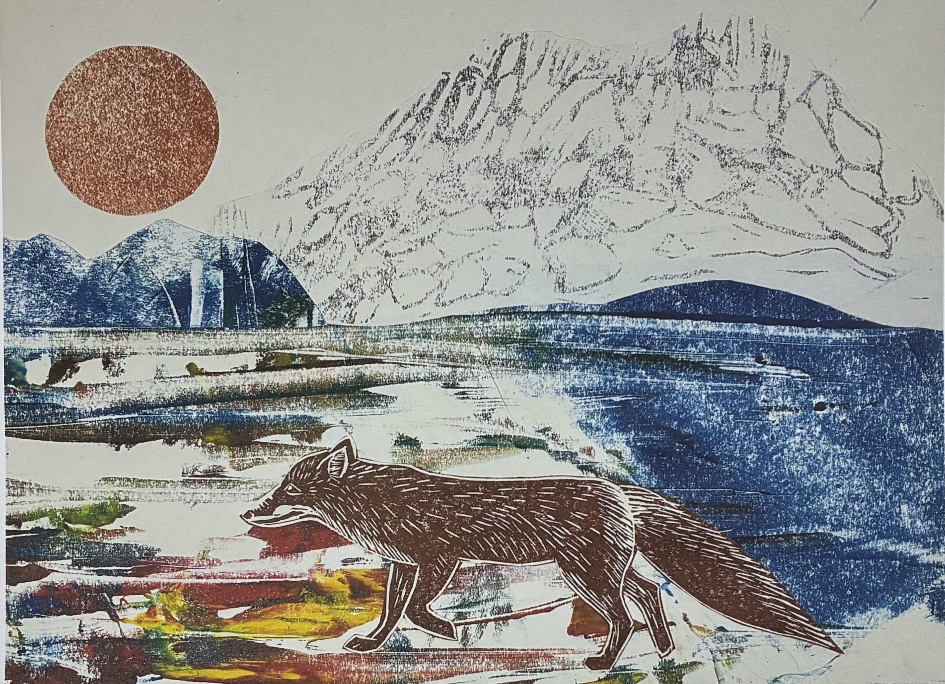 Moorland Fox collage inkjet print
